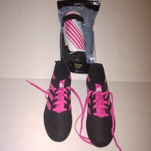 Kids Size 13K Black Pink Adidas Goletto VIII FG J Soccer Cleats W/Knee Pads